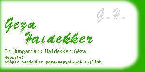 geza haidekker business card